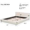 Christopher Knight Home Nahat Full Size Upholstered Platform Bed, Faux Leather Bed Frame and Headboard, Wood Bed Support and Slat, Stylish Fully Mattress Foundation, No Box Spring Needed, Beige