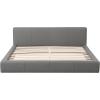 Christopher Knight Home Nahat Queen Size Upholstered Platform Bed, Faux Leather Bed Frame and Headboard, Wood Bed Support and Slat, Stylish Fully Mattress Foundation, No Box Spring Needed, Beige(Grey)