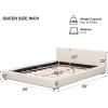 Christopher Knight Home Nahat Queen Size Upholstered Platform Bed, Faux Leather Bed Frame and Headboard, Wood Bed Support and Slat, Stylish Fully Mattress Foundation, No Box Spring Needed, Beige(Beige)