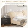Christopher Knight Home Olimo Upholstered King Bed, Soft Fabric King Headboard and Bed Frame, Two Large Adjustable Pillows, Slats Panel Support, No Spring Box Needed, Easy Assembly, 800lbs Beige(Beige)