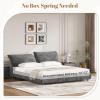 Christopher Knight Home Olimo Upholstered King Bed, Soft Fabric King Headboard and Bed Frame, Two Large Adjustable Pillows, Slats Panel Support, No Spring Box Needed, Easy Assembly, 800lbs Beige(Grey)