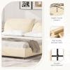 Christopher Knight Home Olimo Upholstered King Bed, Soft Fabric King Headboard and Bed Frame, Two Large Adjustable Pillows, Slats Panel Support, No Spring Box Needed, Easy Assembly, 800lbs Beige(Beige)