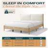 Christopher Knight Home Raven Modern Queen Size Bed Frame with Upholstered Headboard, Natural Wood Queen Size Platform Bed Frame and Headboard, No Box Spring Needed, Easy Assembly, White+Natural(California King)
