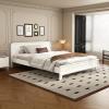 Christopher Knight Home Skyles King Size Bed, King Size Platform Bed, Pind Wood Headboard and Footboard, Wooden Headboard, No Box Spring Needed, Slats Panel Support, Rustic Openwork Design, Natural(White)