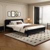 Christopher Knight Home Skyles King Size Bed, King Size Platform Bed, Pind Wood Headboard and Footboard, Wooden Headboard, No Box Spring Needed, Slats Panel Support, Rustic Openwork Design, Natural(Black)