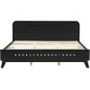 Christopher Knight Home Skyles King Size Bed, King Size Platform Bed, Pind Wood Headboard and Footboard, Wooden Headboard, No Box Spring Needed, Slats Panel Support, Rustic Openwork Design, Natural(Black)