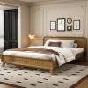 Christopher Knight Home Skyles King Size Bed, King Size Platform Bed, Pind Wood Headboard and Footboard, Wooden Headboard, No Box Spring Needed, Slats Panel Support, Rustic Openwork Design, Natural(Natural)