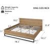 Christopher Knight Home Skyles Wood King Size Bed, MDF King Size Headboard, Platform Bed, MDF Headboard and Footboard, Wood and Iron Frame, Slat Panel Support, Easy Assembly, 650lbs Natural+Black(King)