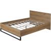 Christopher Knight Home Skyles Wood King Size Bed, MDF King Size Headboard, Platform Bed, MDF Headboard and Footboard, Wood and Iron Frame, Slat Panel Support, Easy Assembly, 650lbs Natural+Black(Queen)