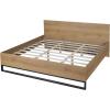 Christopher Knight Home Skyles Wood King Size Bed, MDF King Size Headboard, Platform Bed, MDF Headboard and Footboard, Wood and Iron Frame, Slat Panel Support, Easy Assembly, 650lbs Natural+Black(King)
