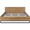 Christopher Knight Home Skyles Wood King Size Bed, MDF King Size Headboard, Platform Bed, MDF Headboard and Footboard, Wood and Iron Frame, Slat Panel Support, Easy Assembly, 650lbs Natural+Black(King)