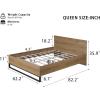 Christopher Knight Home Skyles Wood King Size Bed, MDF King Size Headboard, Platform Bed, MDF Headboard and Footboard, Wood and Iron Frame, Slat Panel Support, Easy Assembly, 650lbs Natural+Black(Queen)