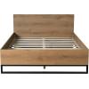 Christopher Knight Home Skyles Wood King Size Bed, MDF King Size Headboard, Platform Bed, MDF Headboard and Footboard, Wood and Iron Frame, Slat Panel Support, Easy Assembly, 650lbs Natural+Black(Queen)