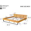 Christopher Knight Home Skyles Wood Queen Size Bed, Slat Panel Queen Size Headboard, Pine Wood Platform Bed, Open Back Headboard, Iron Legs, No Box Spring Needed, Easy Assembly, 650lbs Natural+Black(King)
