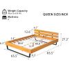 Christopher Knight Home Skyles Wood Queen Size Bed, Slat Panel Queen Size Headboard, Pine Wood Platform Bed, Open Back Headboard, Iron Legs, No Box Spring Needed, Easy Assembly, 650lbs Natural+Black(Queen)