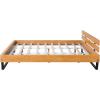 Christopher Knight Home Skyles Wood Queen Size Bed, Slat Panel Queen Size Headboard, Pine Wood Platform Bed, Open Back Headboard, Iron Legs, No Box Spring Needed, Easy Assembly, 650lbs Natural+Black(King)