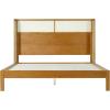 Christopher Knight Home Tamken Mid Century Modern Queen Bed Frame with Headboard, Rubber Wood Platform Bed Frame, Solid and Stable Bedframe, Slats Panel Support, No Box Spring Needed, Natural(Queen Size)