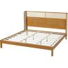Christopher Knight Home Tamken Mid Century Modern Queen Bed Frame with Headboard, Rubber Wood Platform Bed Frame, Solid and Stable Bedframe, Slats Panel Support, No Box Spring Needed, Natural(King Size)