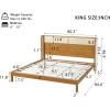 Christopher Knight Home Tamken Mid Century Modern Queen Bed Frame with Headboard, Rubber Wood Platform Bed Frame, Solid and Stable Bedframe, Slats Panel Support, No Box Spring Needed, Natural(King Size)