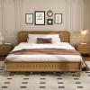 Christopher Knight Home Skyles King Size Bed, King Size Platform Bed, Pind Wood Headboard and Footboard, Wooden Headboard, No Box Spring Needed, Slats Panel Support, Rustic Openwork Design, Natural(Natural)