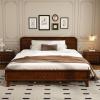 Christopher Knight Home Skyles King Size Bed, King Size Platform Bed, Pind Wood Headboard and Footboard, Wooden Headboard, No Box Spring Needed, Slats Panel Support, Rustic Openwork Design, Natural(Walnut)