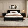 Christopher Knight Home Skyles King Size Bed, King Size Platform Bed, Pind Wood Headboard and Footboard, Wooden Headboard, No Box Spring Needed, Slats Panel Support, Rustic Openwork Design, Natural(Black)