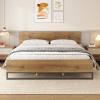 Christopher Knight Home Skyles Wood King Size Bed, MDF King Size Headboard, Platform Bed, MDF Headboard and Footboard, Wood and Iron Frame, Slat Panel Support, Easy Assembly, 650lbs Natural+Black(King)