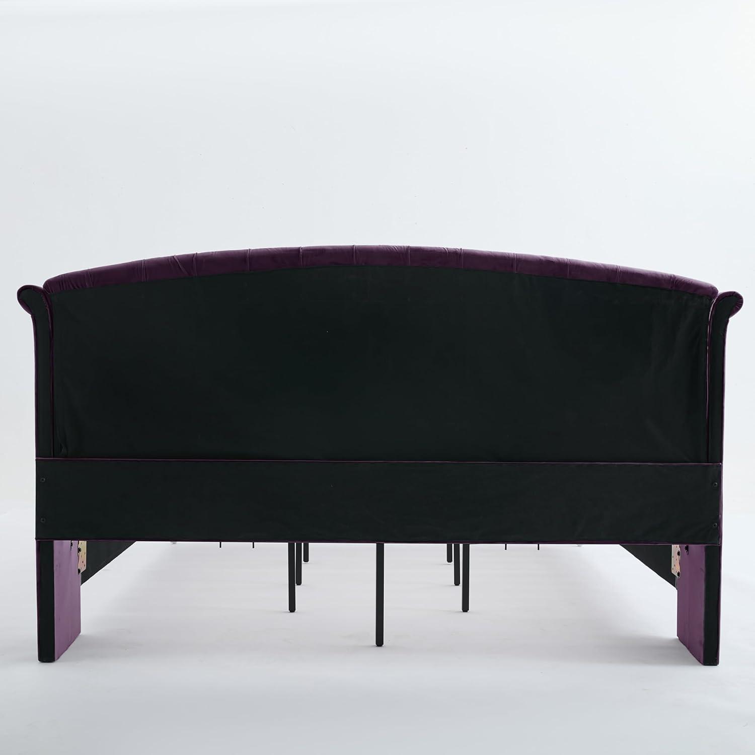 image:imageChristopher Knight Home Averil Modern King Size Platform Bed Frame with Velvet Upholstered Headboard Wooden King Size Bed Frame with Wingback Headboard No Box Spring Needed Easy Assembly CreamPurple
