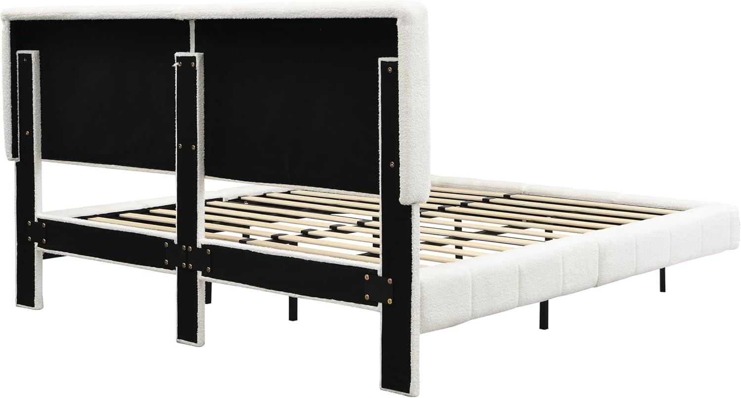 image:imageChristopher Knight Home Borden Floating Bed Frame King Size with Lights Boucle King Size Platform Bed Frame with Headboard Modern Floating King Bed Frame No Box Spring Needed Easy Assembly WhiteKing US Standard
