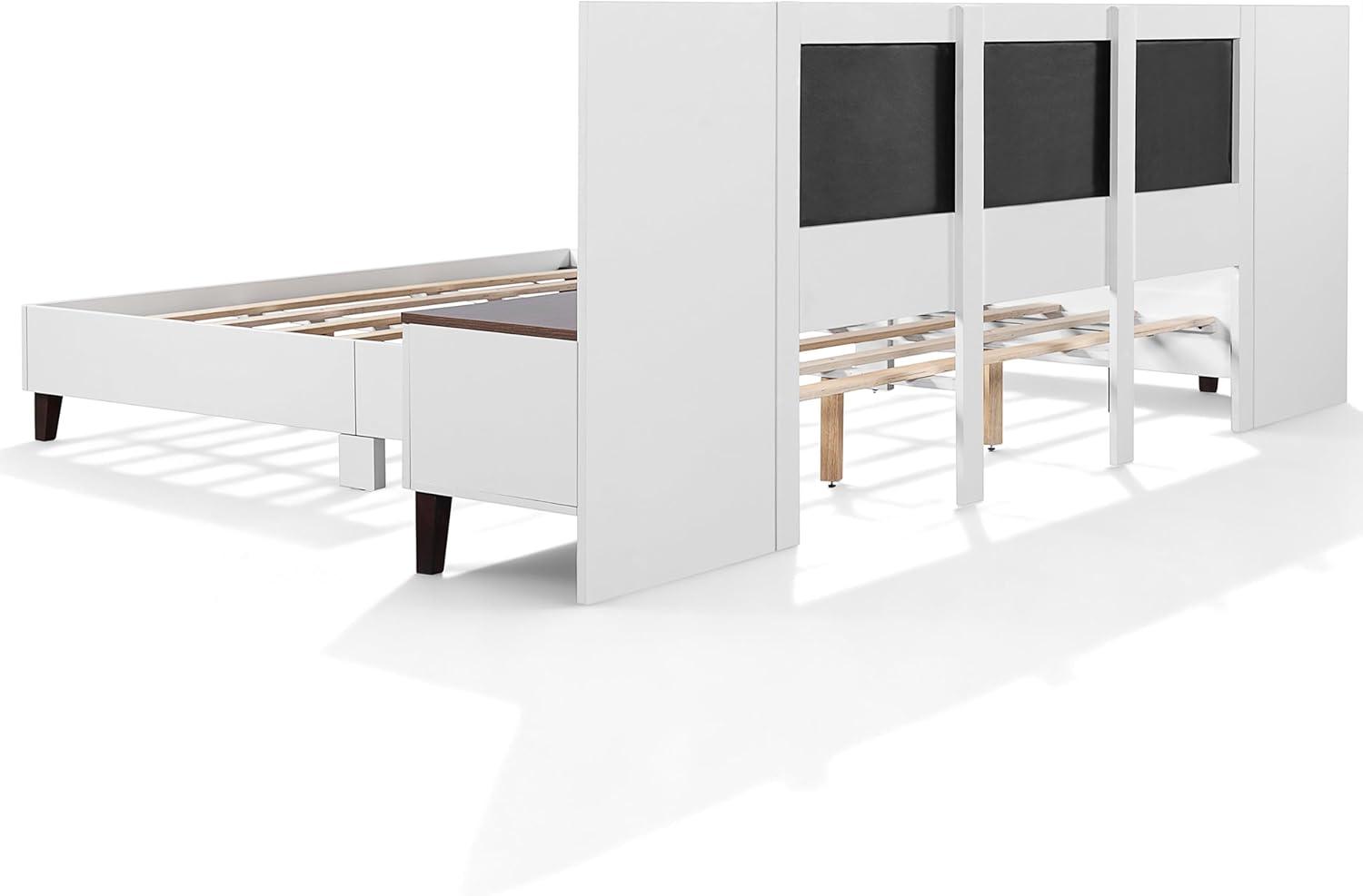 image:imageChristopher Knight Home Camille Rectangular King Size Bed Frame with Headboard Fabric Upholsteed King Bed Frame with Storage Platform Bed Frame with Nightstand No Box Spring Needed BrownWhite