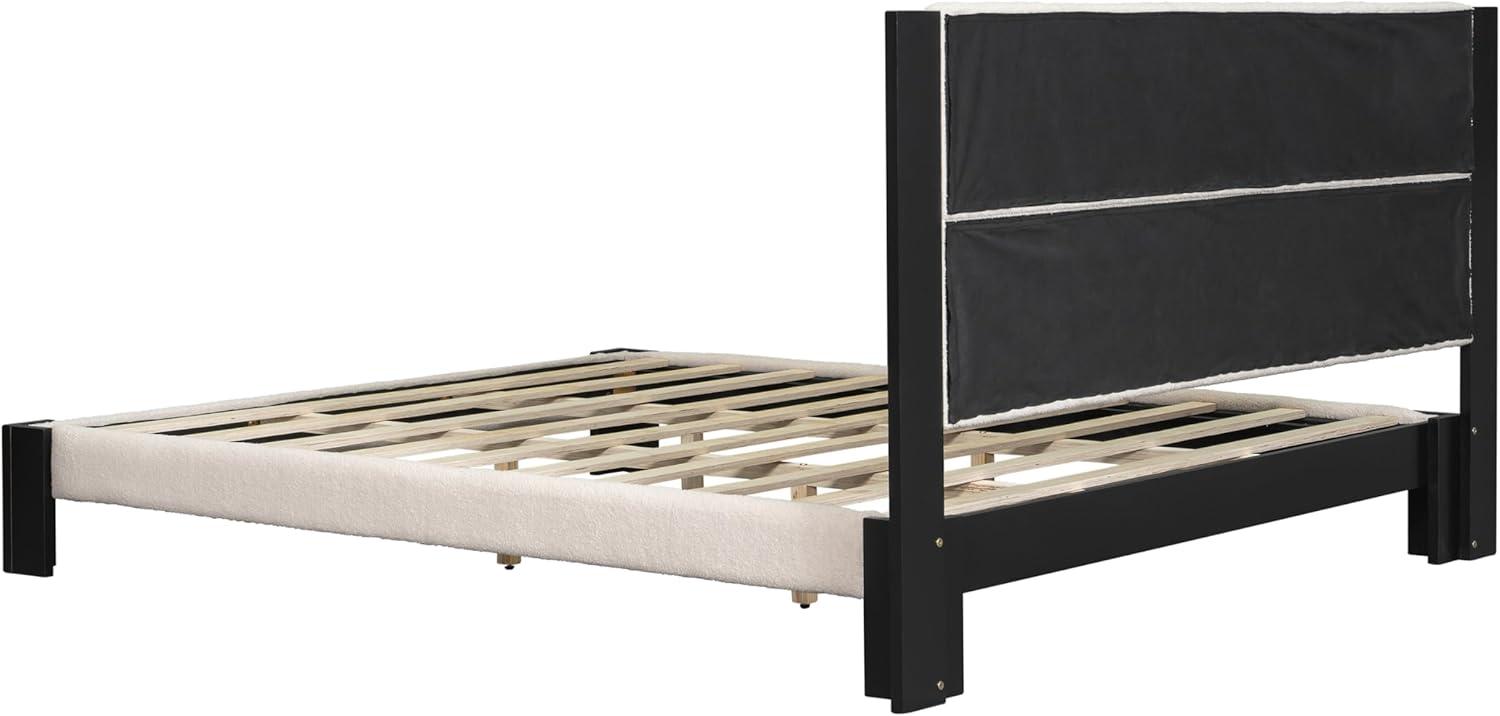 image:imageChristopher Knight Home Fizz Boucle Upholstered King Size Bed Frame Wood Cal King Bed Frame and Headboard Solid and Stable Bedframe No Box Spring Needed Noise Free King Platform Bed BeigeBlackKing Size