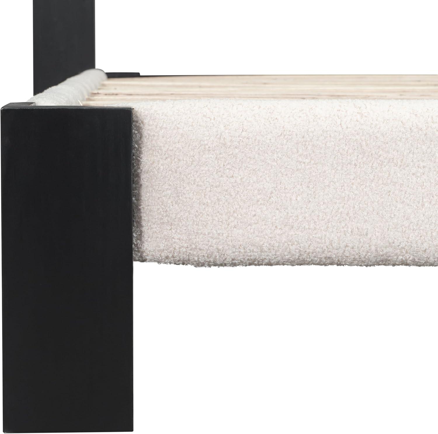 image:imageChristopher Knight Home Fizz Boucle Upholstered King Size Bed Frame Wood Cal King Bed Frame and Headboard Solid and Stable Bedframe No Box Spring Needed Noise Free King Platform Bed BeigeBlackKing Size