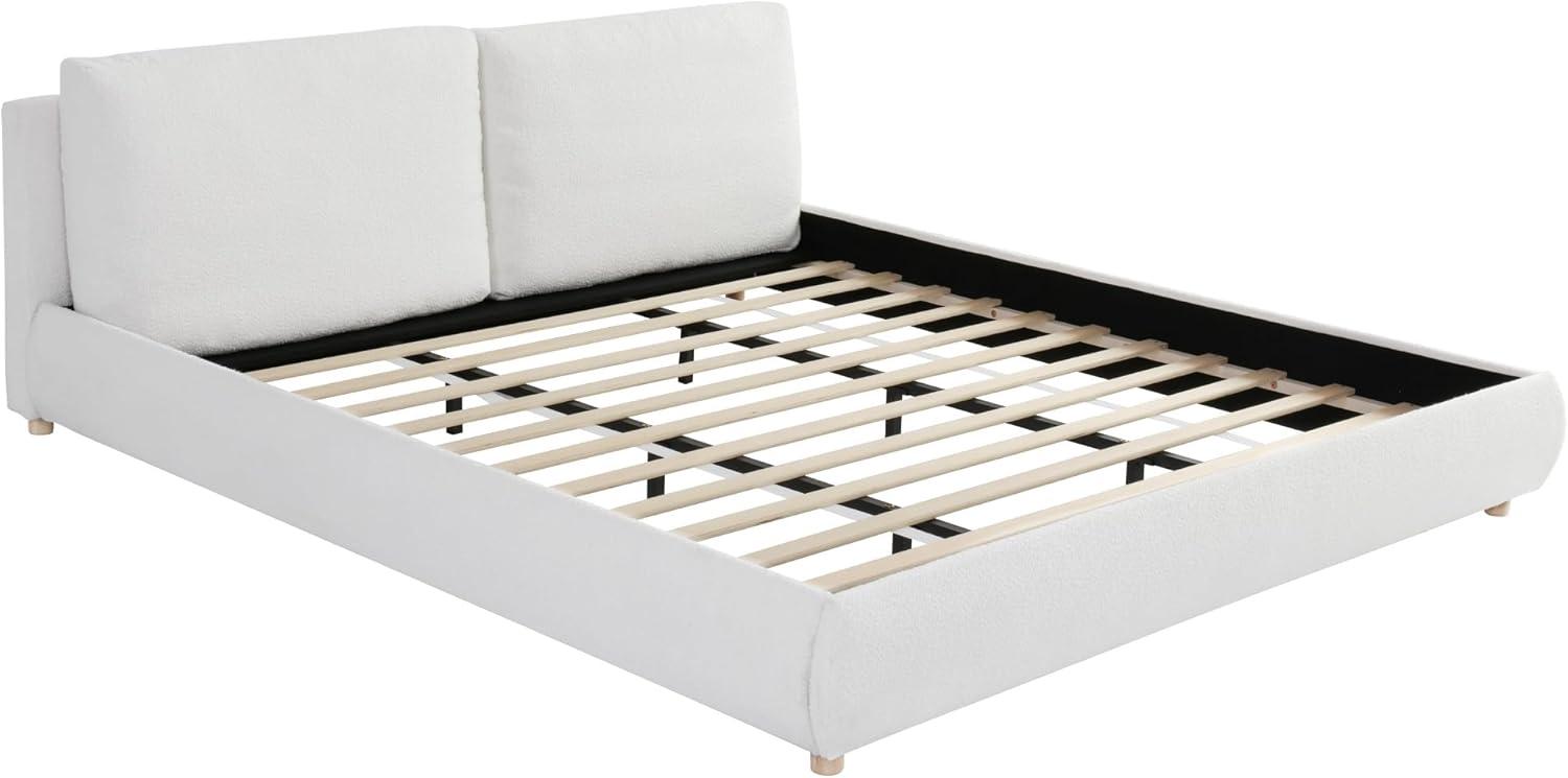 image:imageChristopher Knight Home Hazel King Size Boucle Bed King Size Headboard and Bed Frame Upholstered Boucle Headboard and Footboard Wood Slats Panel Platform Support No Box Spring Needed 500lbs White
