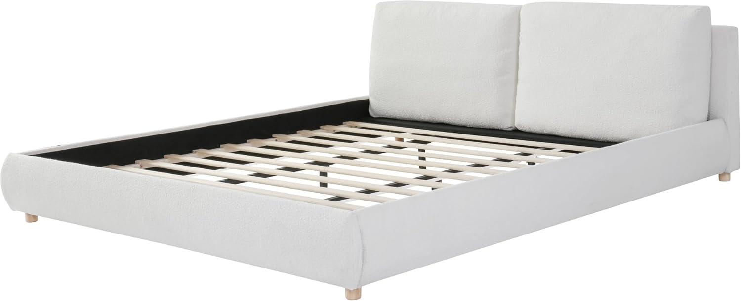 image:imageChristopher Knight Home Hazel King Size Boucle Bed King Size Headboard and Bed Frame Upholstered Boucle Headboard and Footboard Wood Slats Panel Platform Support No Box Spring Needed 500lbs White