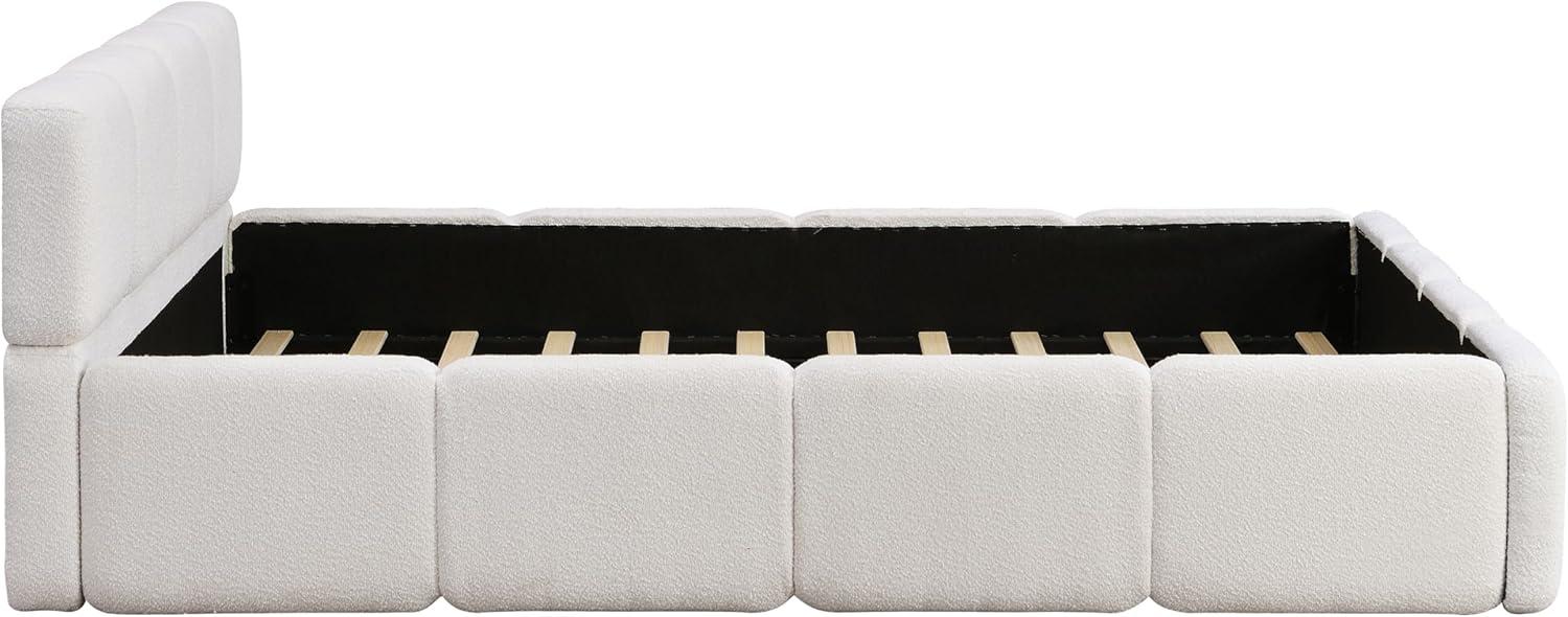 image:imageChristopher Knight Home Hazel King Size Platform Bed Linen Thick Headboard and Footboard Upholstery Grounded Beds Block Style Wood Slat Panel Support No Spring Box Needed Easy Assembly GreenWhite