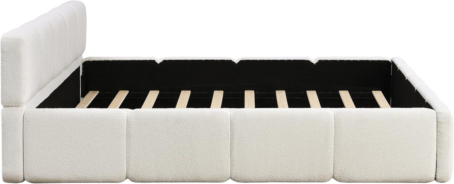 image:imageChristopher Knight Home Hazel King Size Platform Bed Linen Thick Headboard and Footboard Upholstery Grounded Beds Block Style Wood Slat Panel Support No Spring Box Needed Easy Assembly GreenWhite