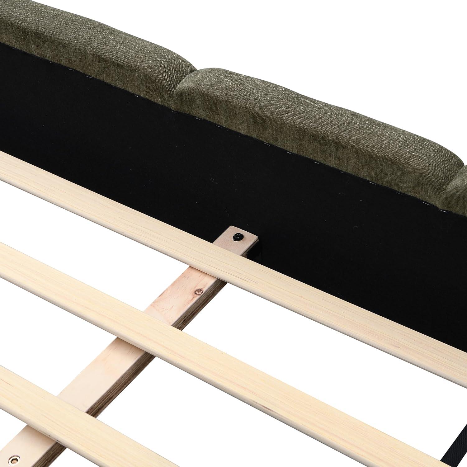 image:imageChristopher Knight Home Hazel King Size Platform Bed Linen Thick Headboard and Footboard Upholstery Grounded Beds Block Style Wood Slat Panel Support No Spring Box Needed Easy Assembly GreenGreen