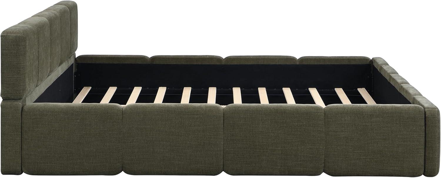 image:imageChristopher Knight Home Hazel King Size Platform Bed Linen Thick Headboard and Footboard Upholstery Grounded Beds Block Style Wood Slat Panel Support No Spring Box Needed Easy Assembly GreenGreen