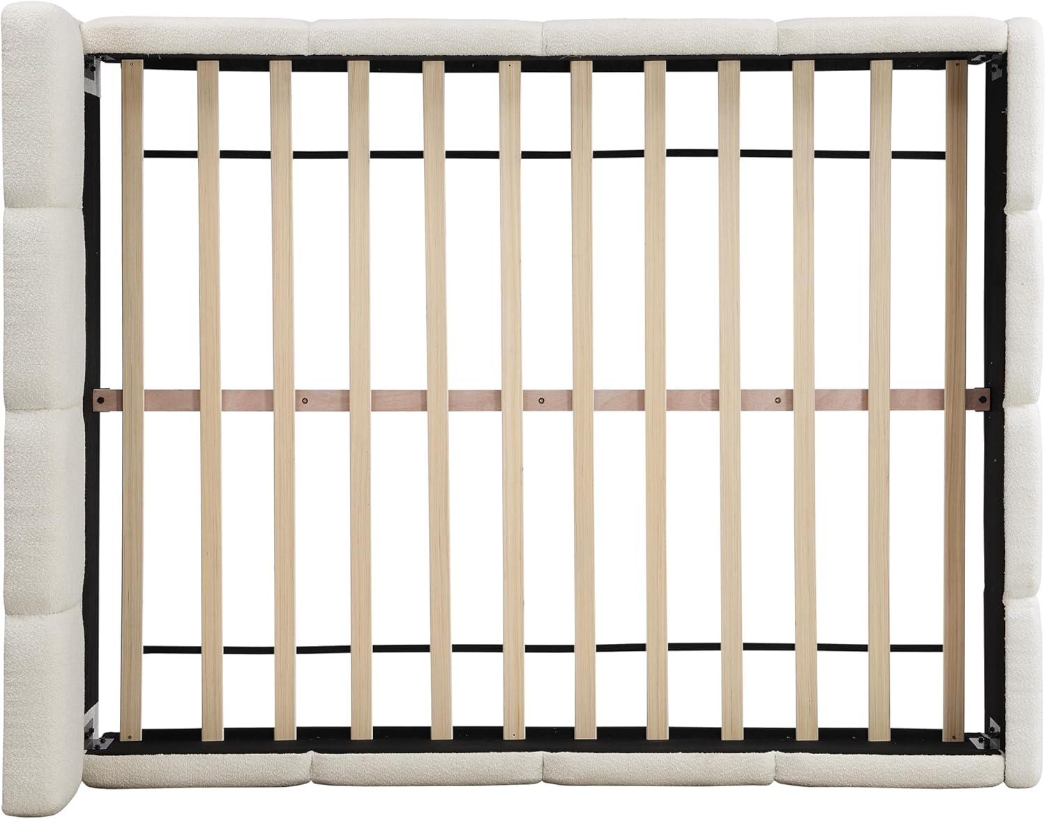 image:imageChristopher Knight Home Hazel King Size Platform Bed Linen Thick Headboard and Footboard Upholstery Grounded Beds Block Style Wood Slat Panel Support No Spring Box Needed Easy Assembly GreenWhite