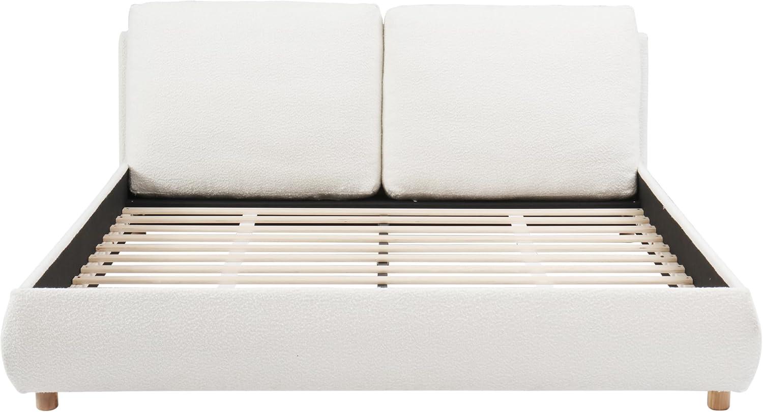 image:imageChristopher Knight Home Hazel Queen Size Bed Frame Upholstered Platform Bed Soft Boucle Queen Headboard Removable Pillows Headboard Wood Slats Support No Box Spring Needed Easy Assembly White