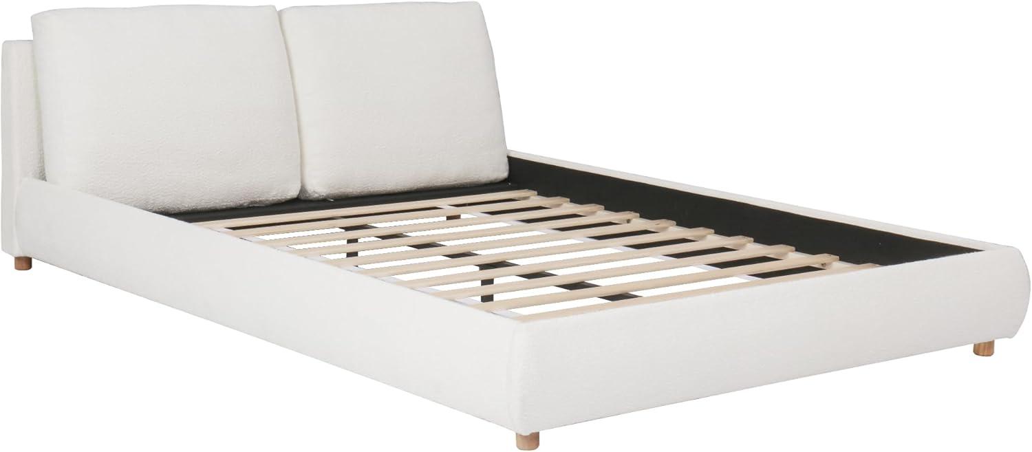 image:imageChristopher Knight Home Hazel Queen Size Bed Frame Upholstered Platform Bed Soft Boucle Queen Headboard Removable Pillows Headboard Wood Slats Support No Box Spring Needed Easy Assembly White