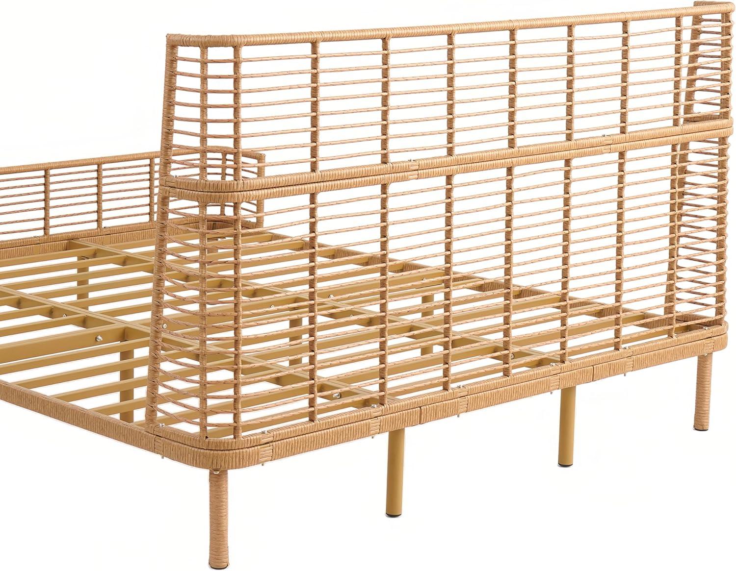 image:imageChristopher Knight Home Lamar Boho Rattan King Bed Frame and Headboard Farmhouse PE Wicker King Size Bed Frame Metal King Platform Bed Frame No Box Spring Needed Easy Assembly Natural FinishKing US Standard