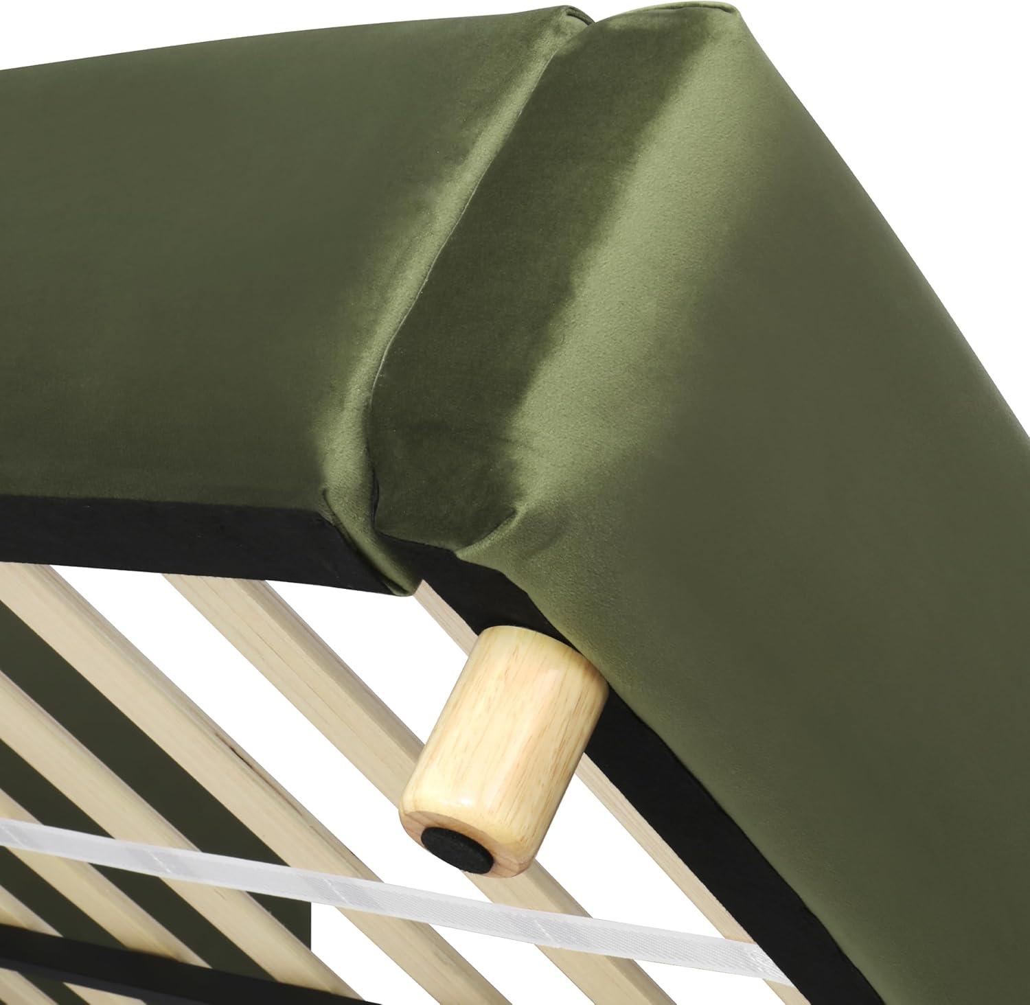 image:imageChristopher Knight Home Queen Size Platform Bed Boucle Fabric Headborad and Bed Frame Upholstered CurveShaped Queen Headboard Wood Bedpost and Slat Wood Slats Panel Support Easy Assembly WhiteOlive Green