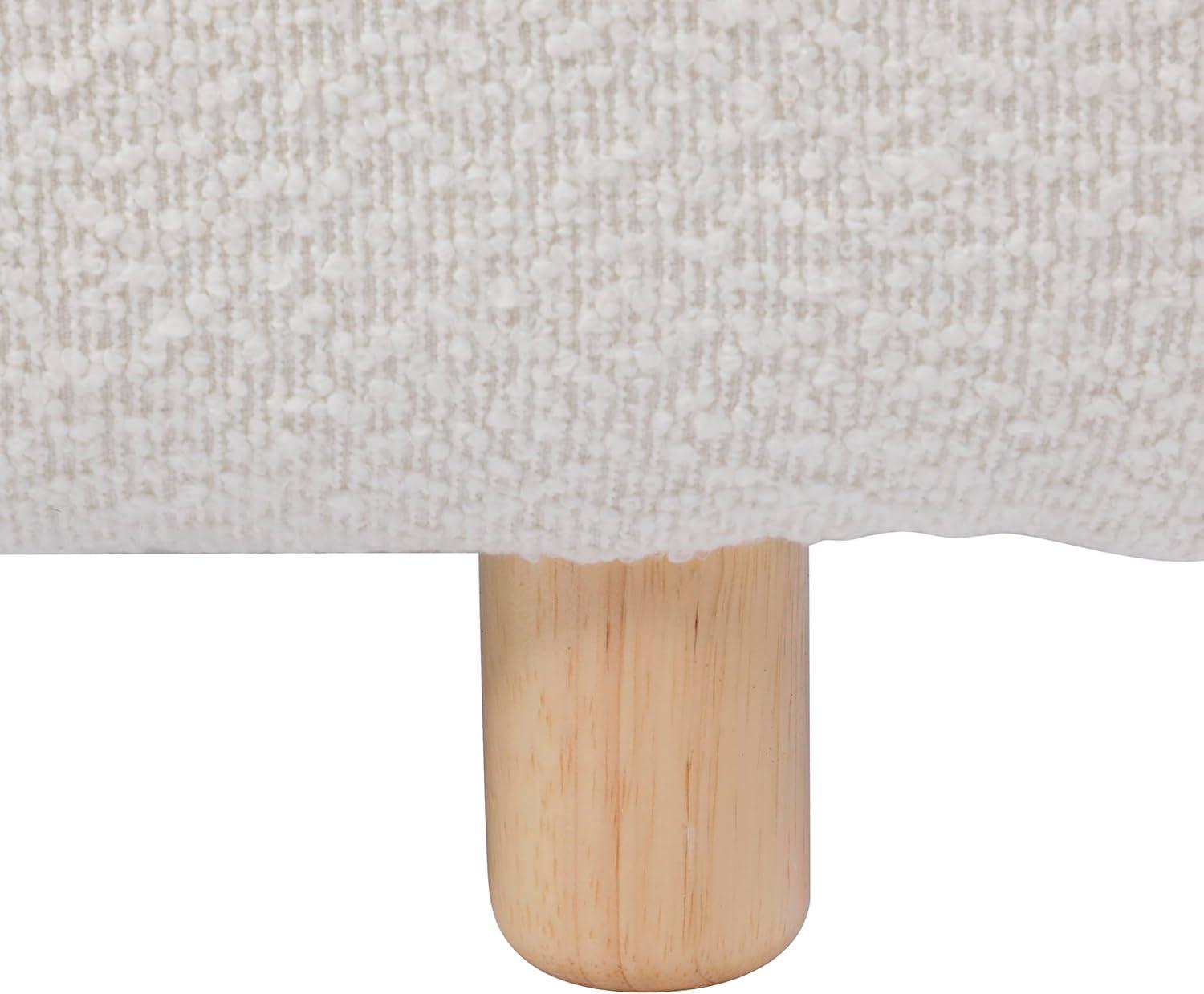 image:imageChristopher Knight Home Queen Size Platform Bed Boucle Fabric Headborad and Bed Frame Upholstered CurveShaped Queen Headboard Wood Bedpost and Slat Wood Slats Panel Support Easy Assembly WhiteWhite