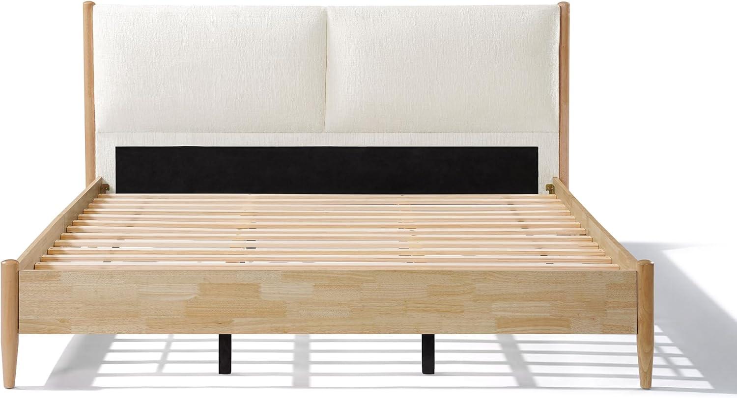 image:imageChristopher Knight Home Raven Modern California King Size Bed Frame with Upholstered Headboard Natural Wood California King Size Platform Bed Frame No Box Spring Needed Easy Assembly WhiteNatural