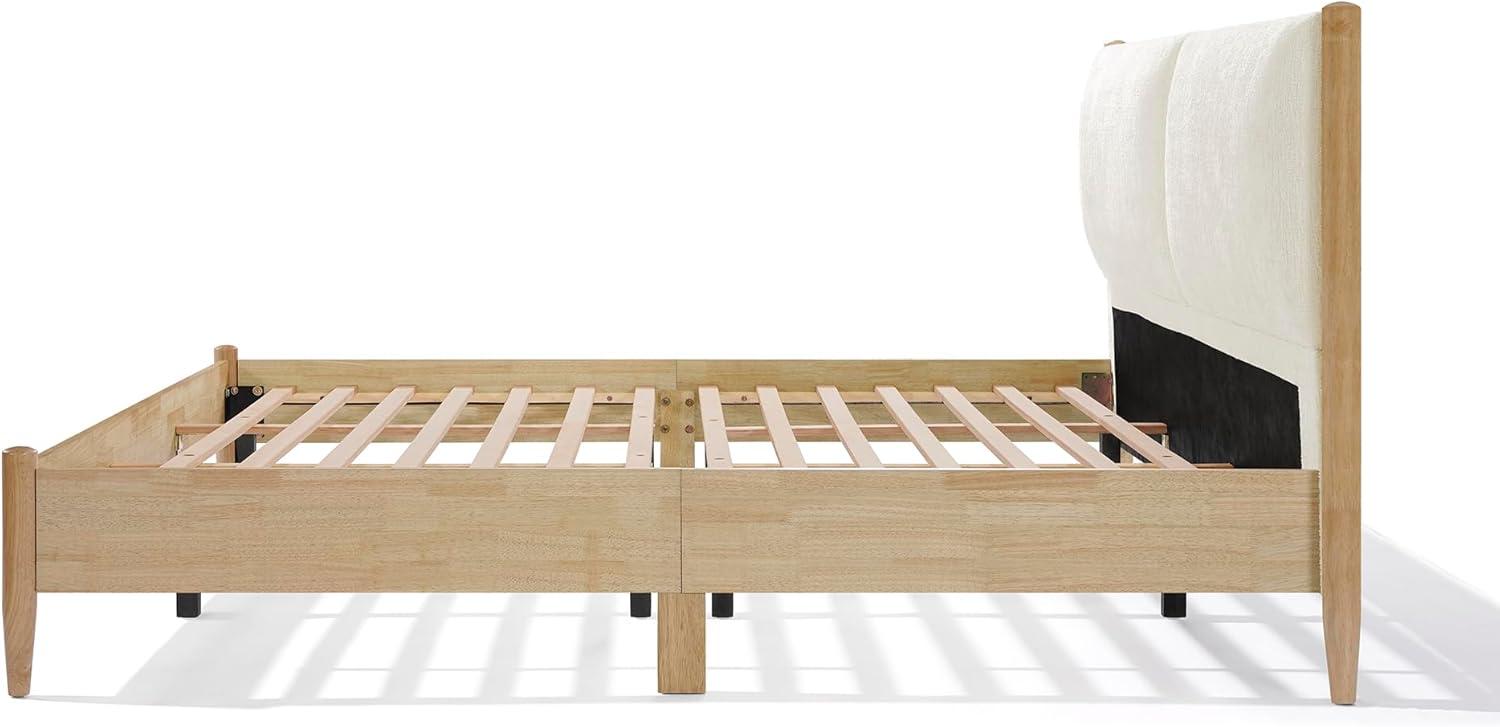 image:imageChristopher Knight Home Raven Modern California King Size Bed Frame with Upholstered Headboard Natural Wood California King Size Platform Bed Frame No Box Spring Needed Easy Assembly WhiteNatural