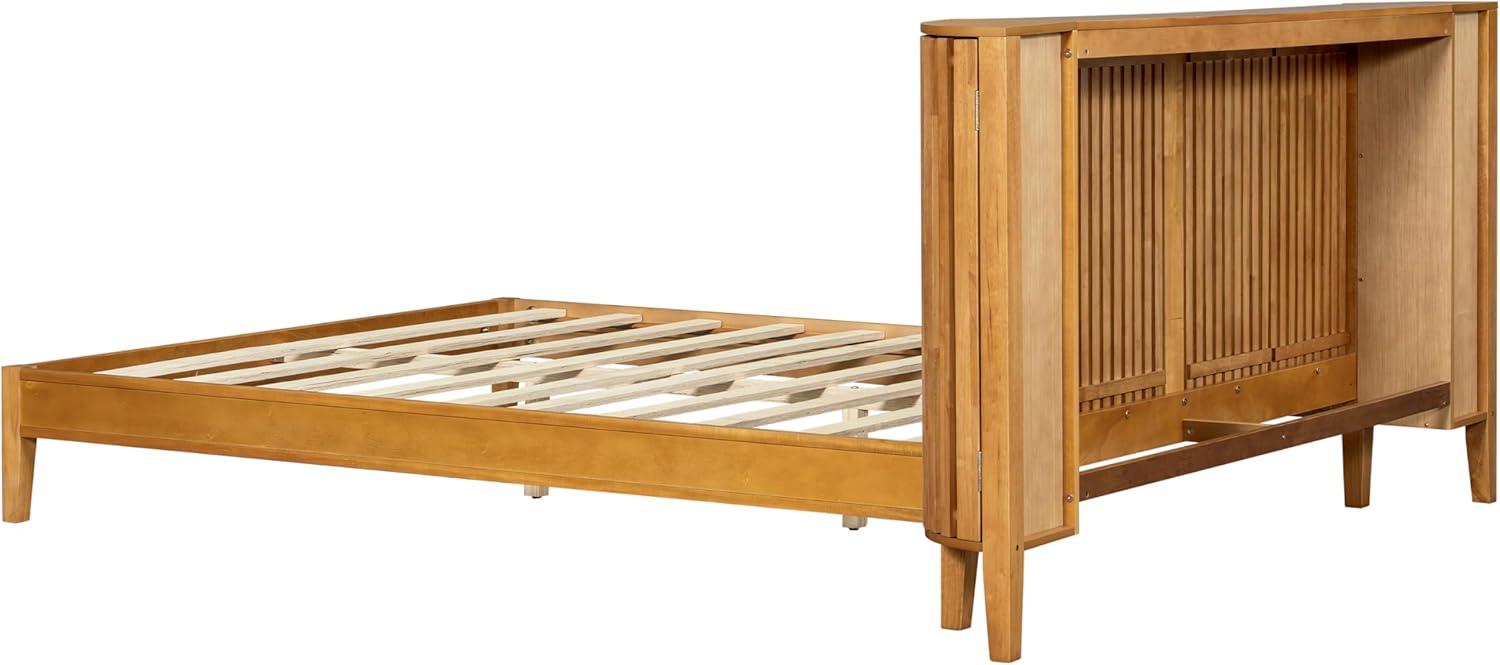 image:imageChristopher Knight Home Renata King Size Bed Frame with Grace Slat Headboard Platform Bed with Side Cabinets Wood Bed Frame Solid and Stable Bedframe No Box Spring Needed Noise Free NaturalQueen Size