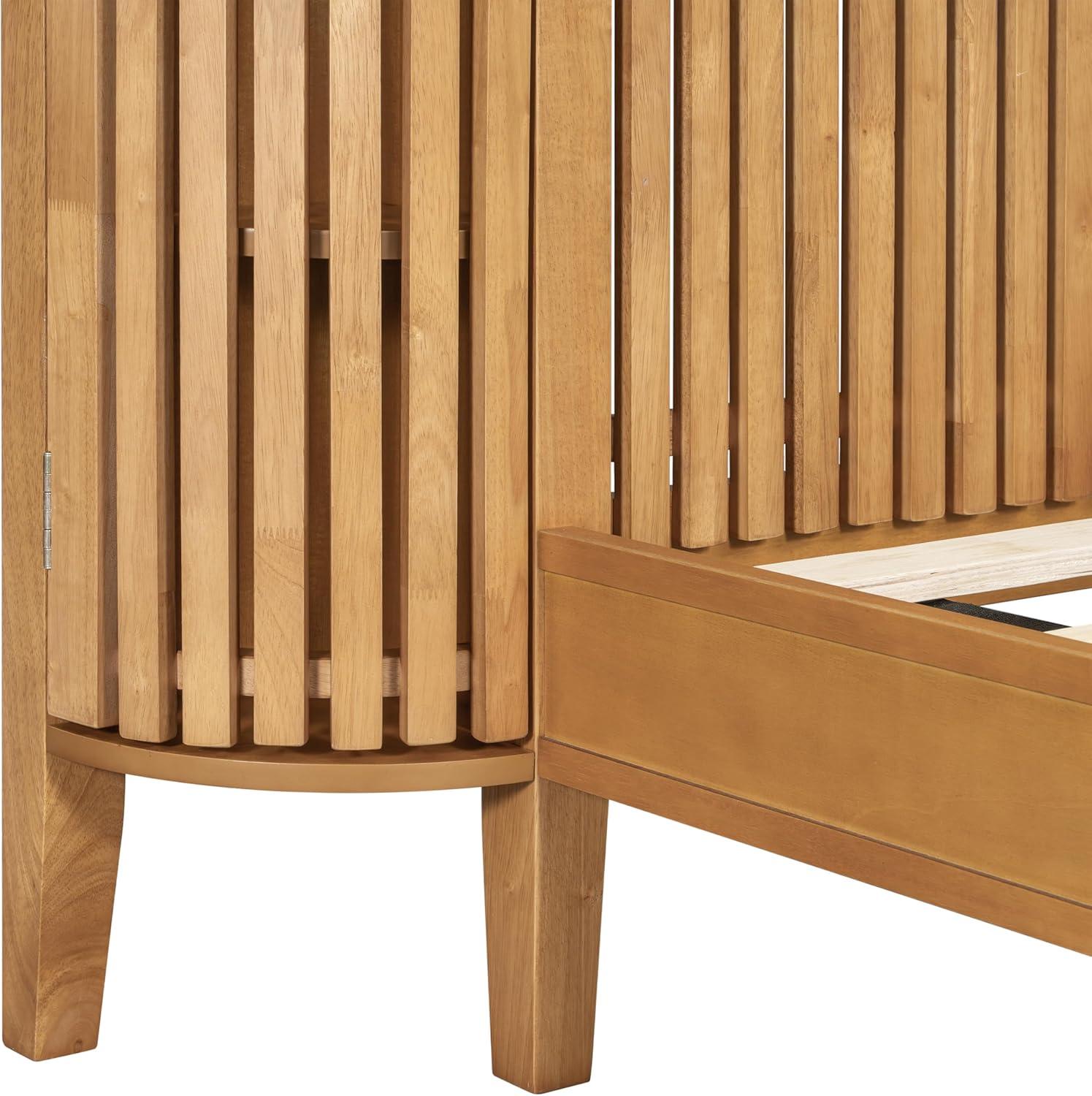 image:imageChristopher Knight Home Renata King Size Bed Frame with Grace Slat Headboard Platform Bed with Side Cabinets Wood Bed Frame Solid and Stable Bedframe No Box Spring Needed Noise Free NaturalQueen Size