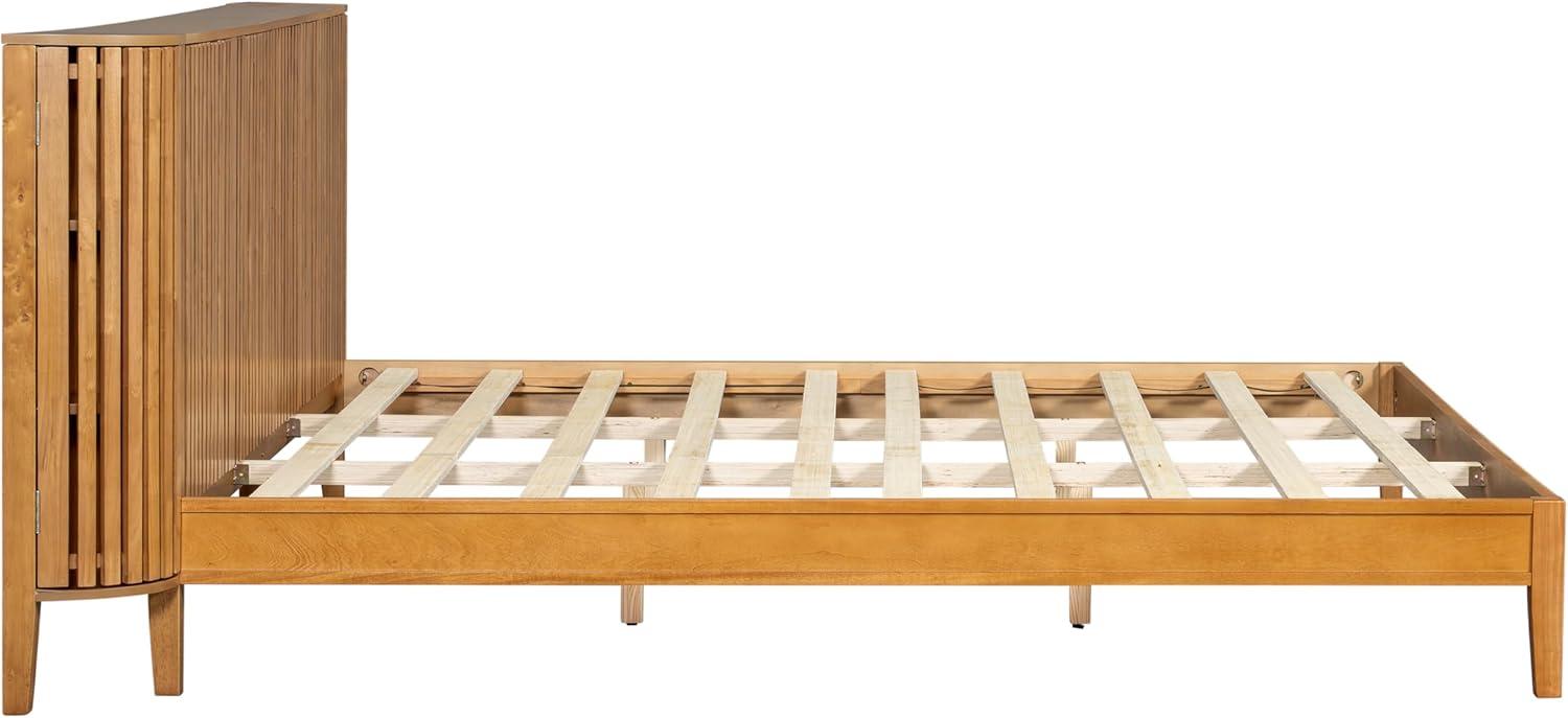 image:imageChristopher Knight Home Renata King Size Bed Frame with Grace Slat Headboard Platform Bed with Side Cabinets Wood Bed Frame Solid and Stable Bedframe No Box Spring Needed Noise Free NaturalKing Size