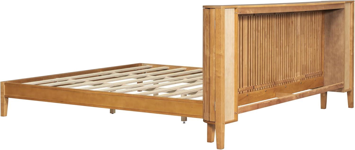 image:imageChristopher Knight Home Renata King Size Bed Frame with Grace Slat Headboard Platform Bed with Side Cabinets Wood Bed Frame Solid and Stable Bedframe No Box Spring Needed Noise Free NaturalKing Size